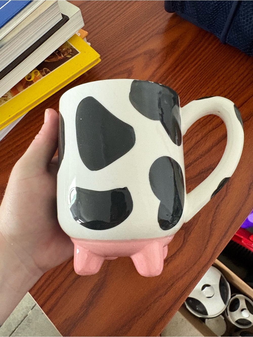 Cow Print Ceramic Mug with Pink Udder Base